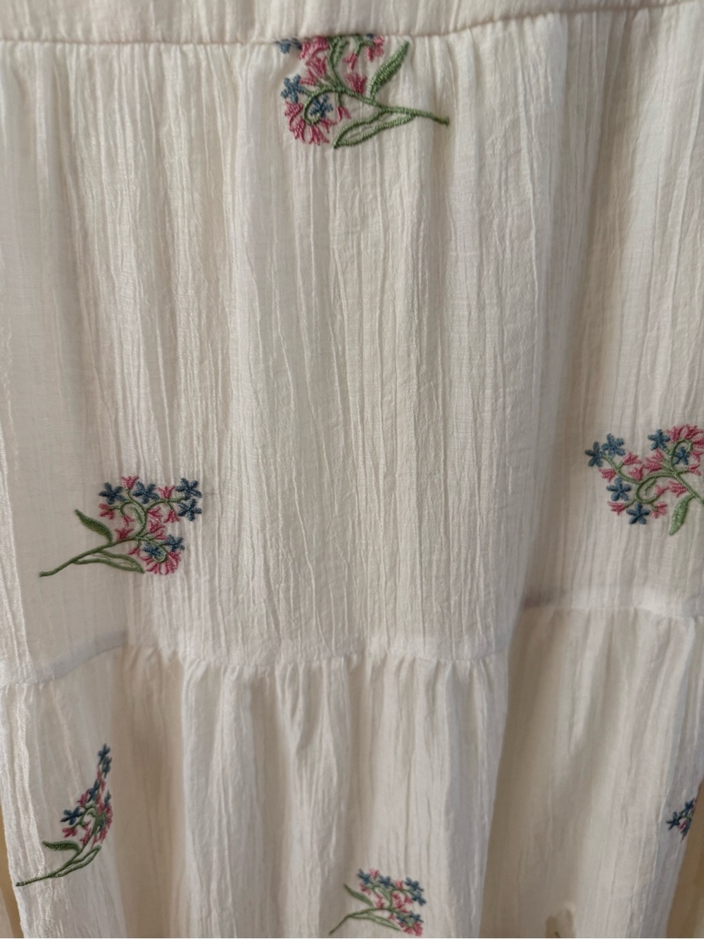 Wonderly Cream Maxi Dress with Pink & Green Floral Embroidery - Picture 5 of 5